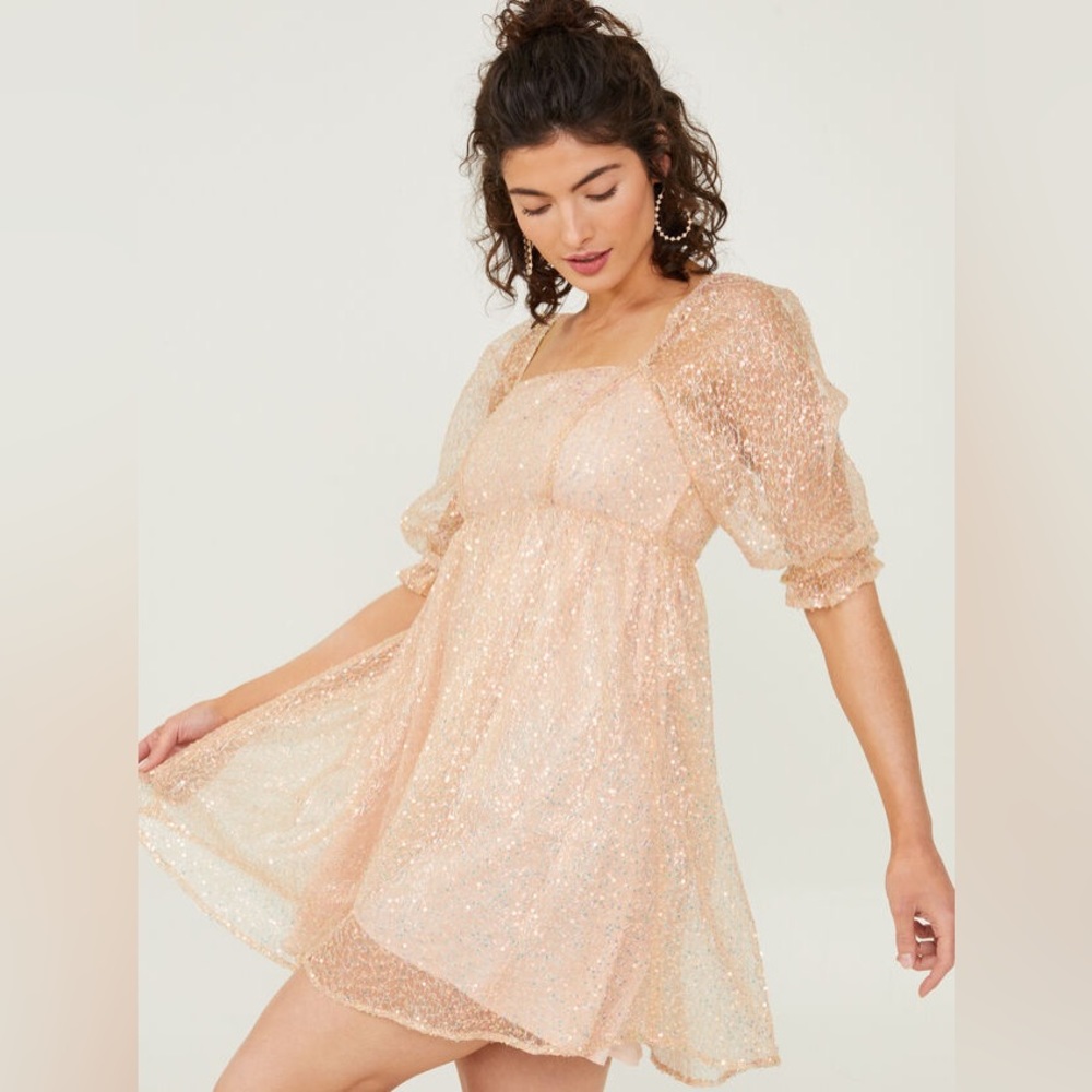 Altar’d State Peach Sequin Dress